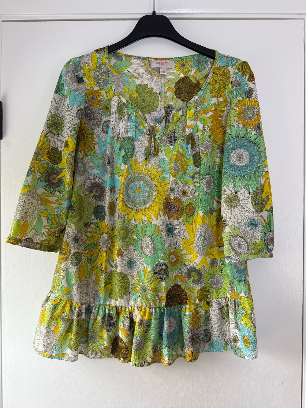 Liberty London Target Bright Daisy Floral Peplum Hem Blouse Preppy Cottagecore